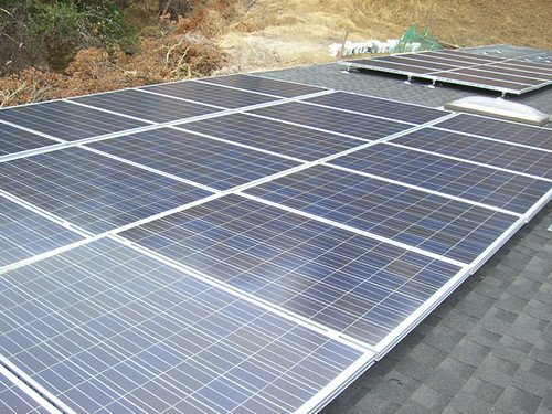 Close view of a monocrystalline solar photovoltaic panel